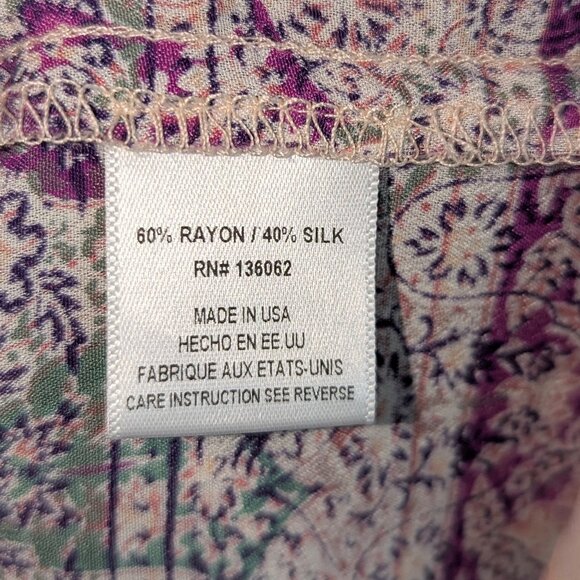 Lavender Brown NWOT XS Boho Kaftan V-Neck Blouse Sleeve Cutouts Purple Teal - Picture 6 of 6